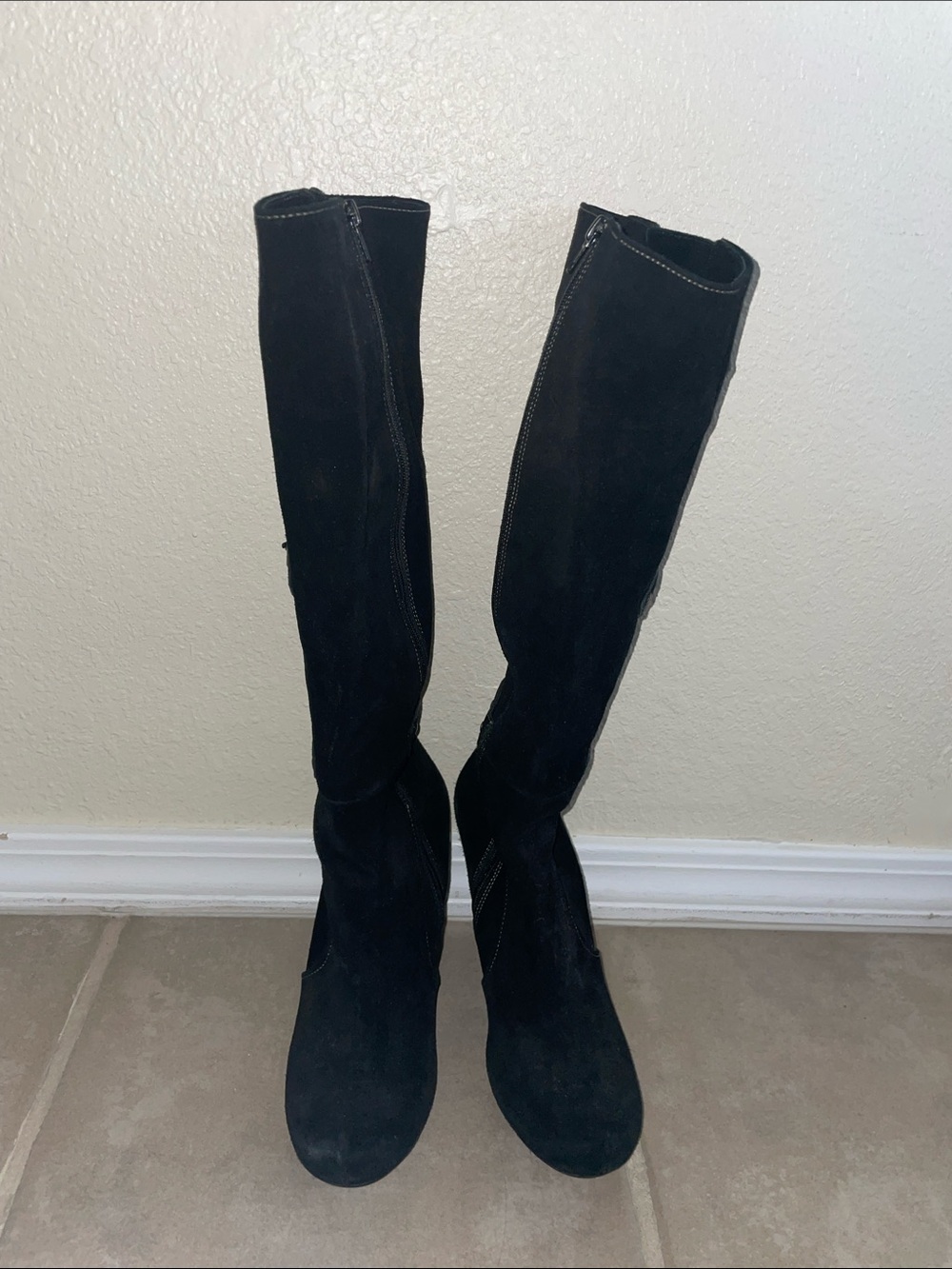 Via Spiga Black Over-the-Knee Suede Boots